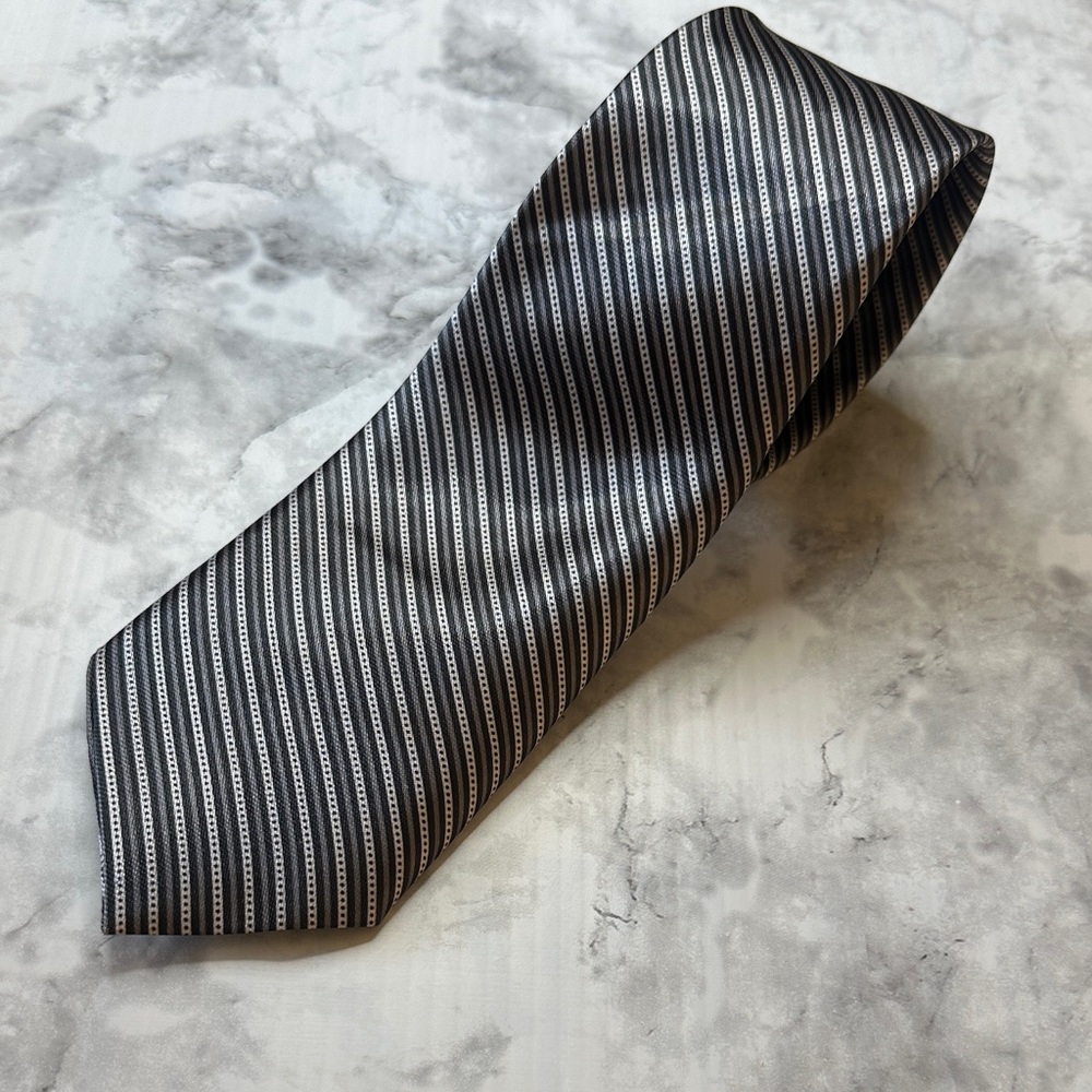 Sophisticated Black and Silver Striped Tie